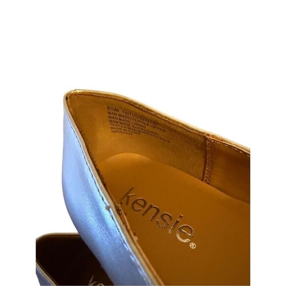 Brand New Kensie Faith Silver Closed Toe Studded Flats Shoes 8.5 Textile Upper - Picture 8 of 10